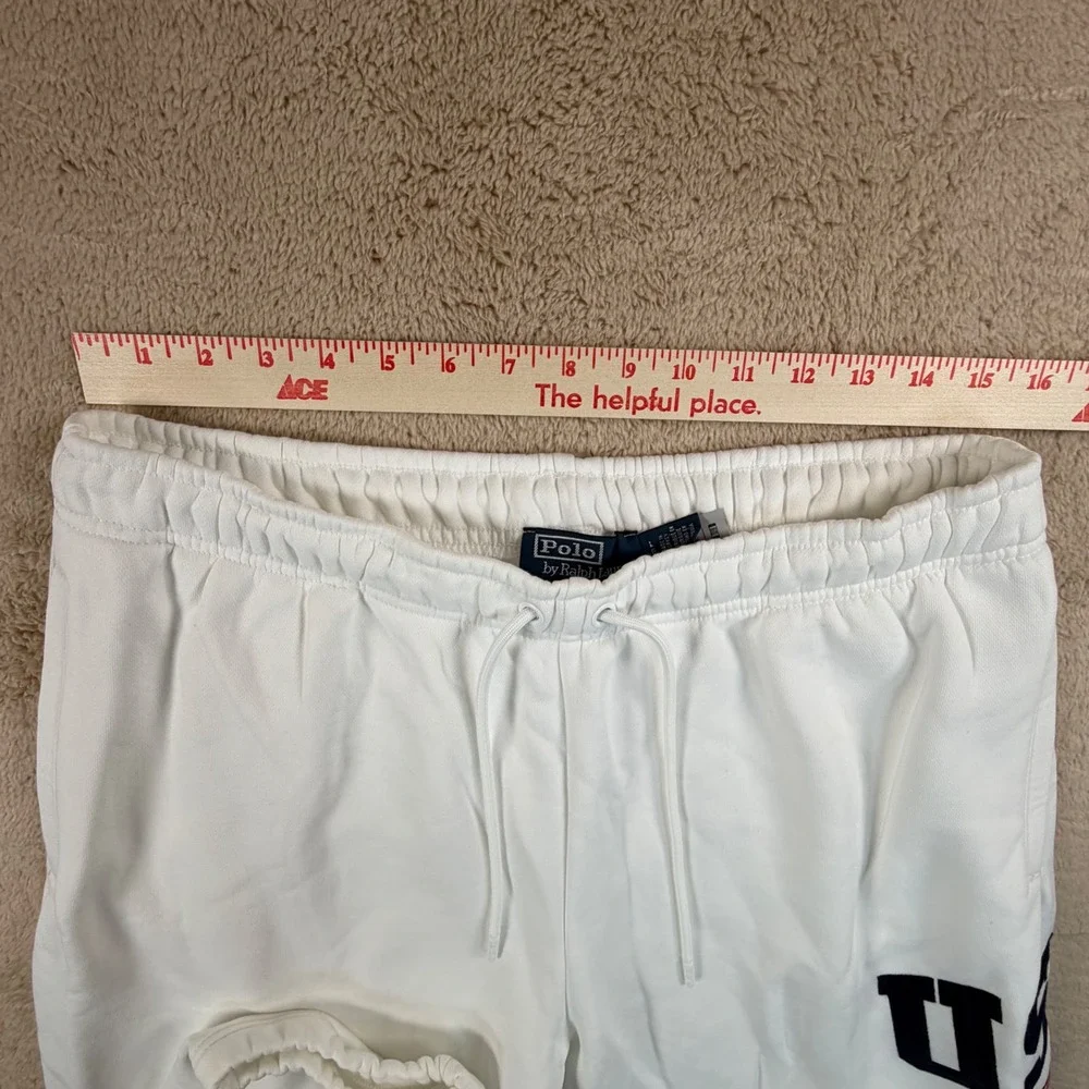 Polo Ralph Lauren Mens Size Large Sweatpants White USA Flag Fleece Joggers NWOT